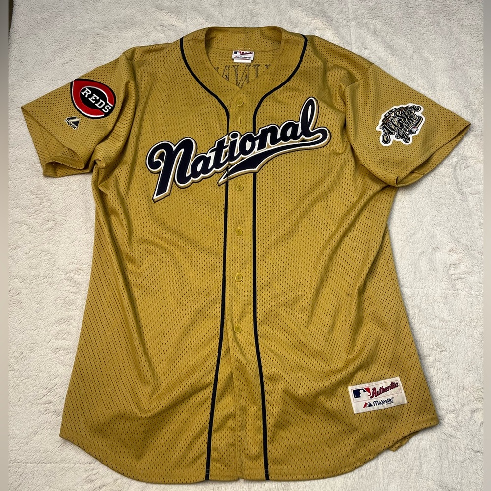 Majestic MLB Reds Adam Dunn 2002 All Star Game National Gold Jersey Mens 2XL Y2K